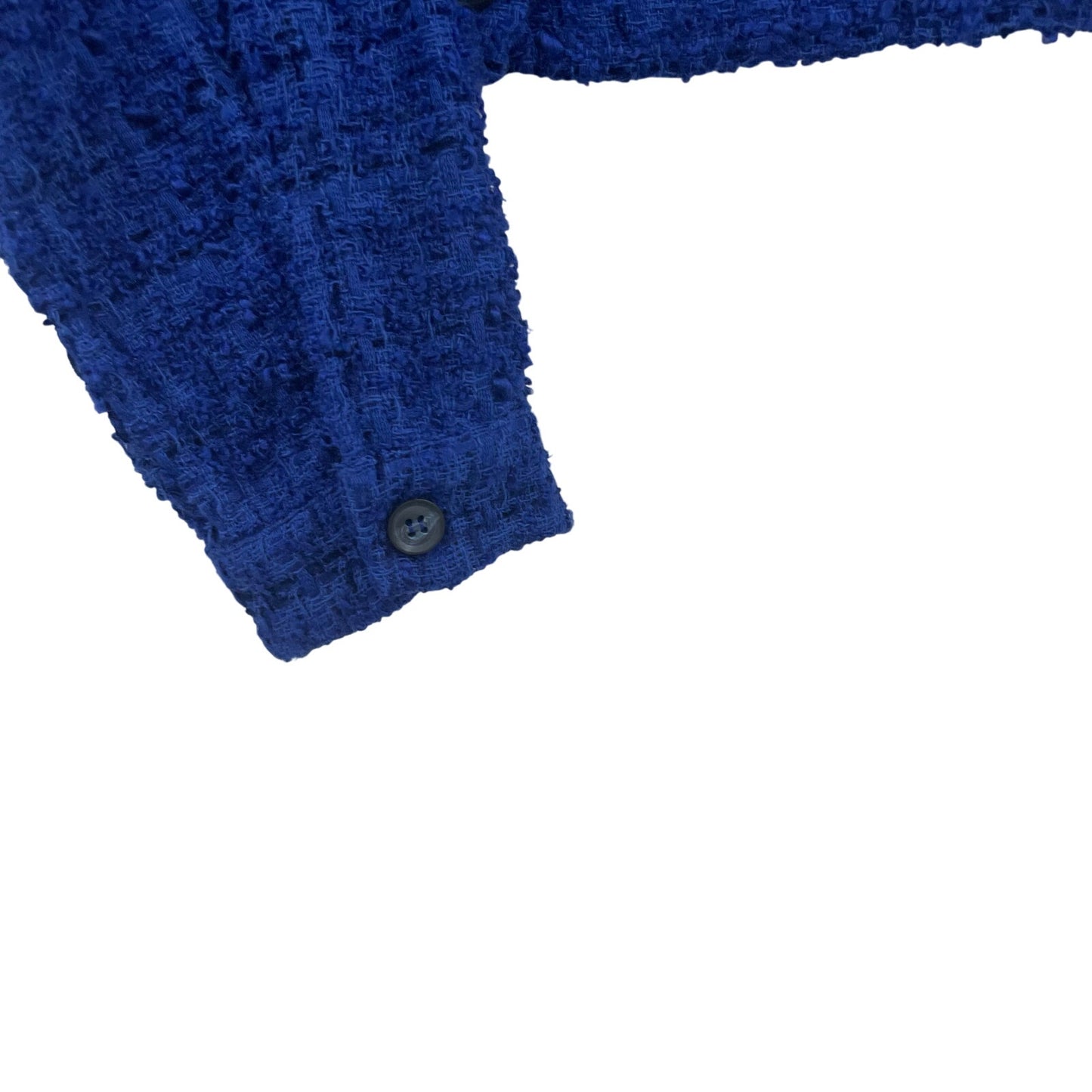 Maeve by Anthropologie Button Up Cropped Tweed Blazer Royal Blue Womens Medium