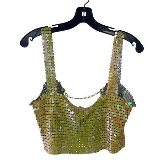 NWT Urban Outfitters Harlow Metal Mesh Cropped Top Chartreuse Green Size Small