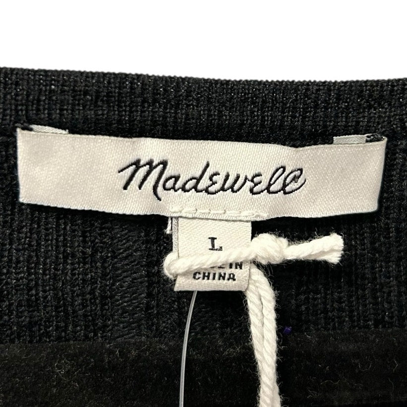 NWT Madewell True Black Merino Wool-Silk Blend Scoopneck Sweater Womens Large