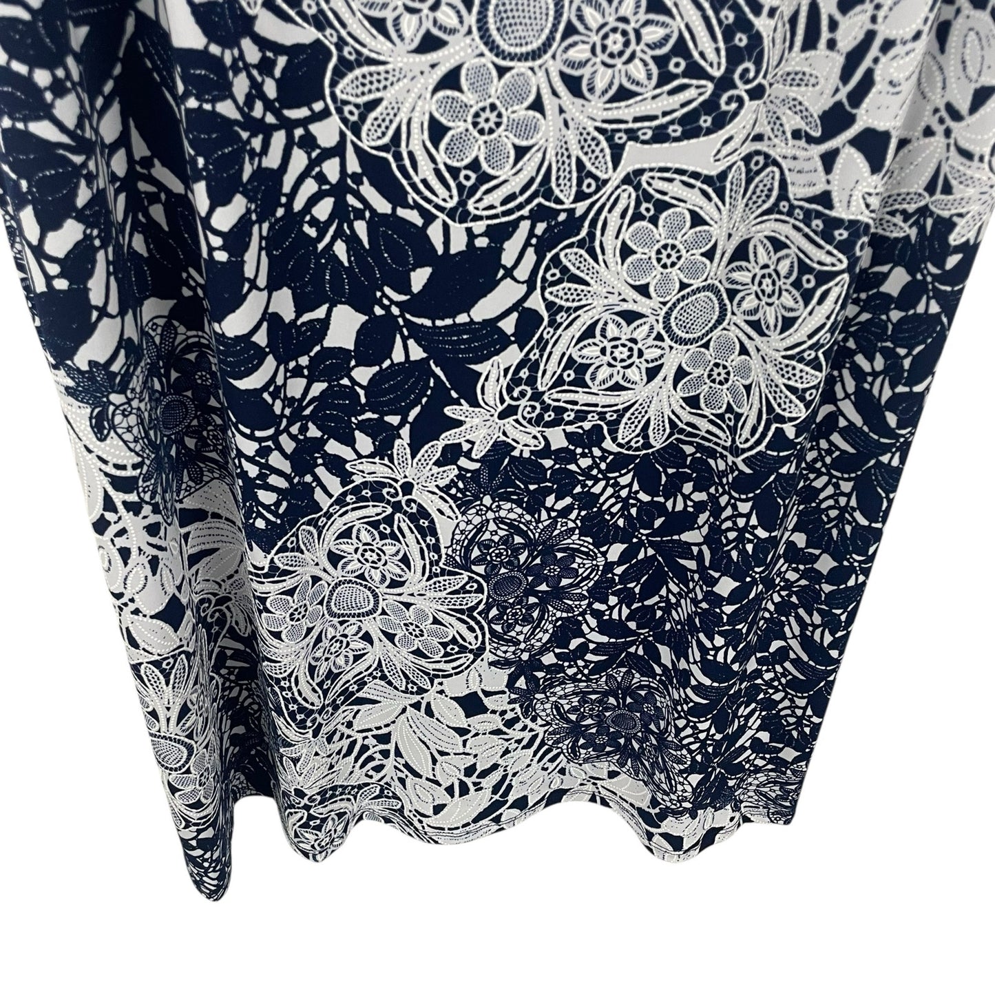 MSK Navy White Floral Print Short Sleeve Shift Dress Womens Plus Size 1X