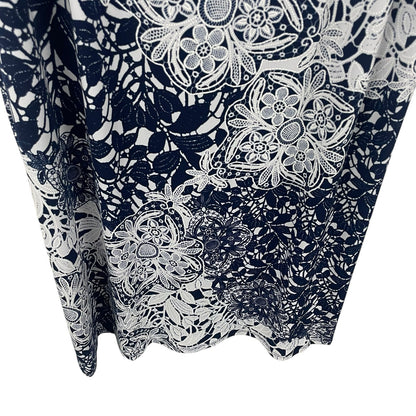 MSK Navy White Floral Print Short Sleeve Shift Dress Womens Plus Size 1X