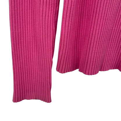 Y2K Tommy Hilfiger Pure Cotton Ribbed Knit Logo Sweater Pink Womens Large