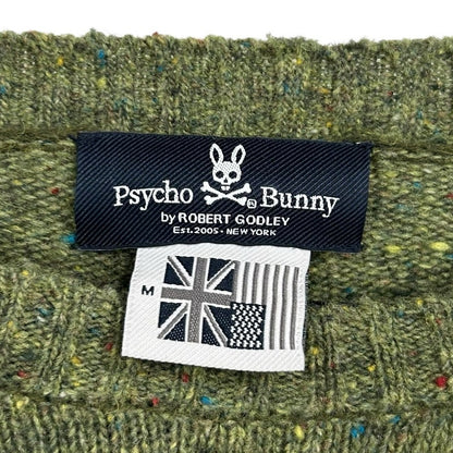 Psycho Bunny Green Lamb Wool Blend Long Sleeve Pullover Sweater Mens Medium