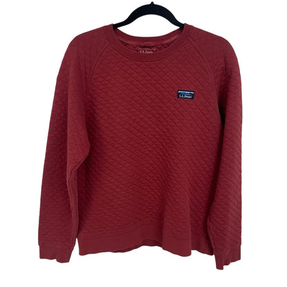 L.L. Bean Red Quilted Crewneck Sweatshirt Mens Size Medium