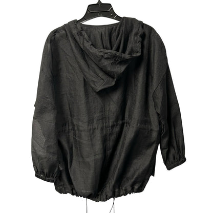 Good American Black Semi Sheer Hooded Drawstring Jacket Womens 2 / Medium