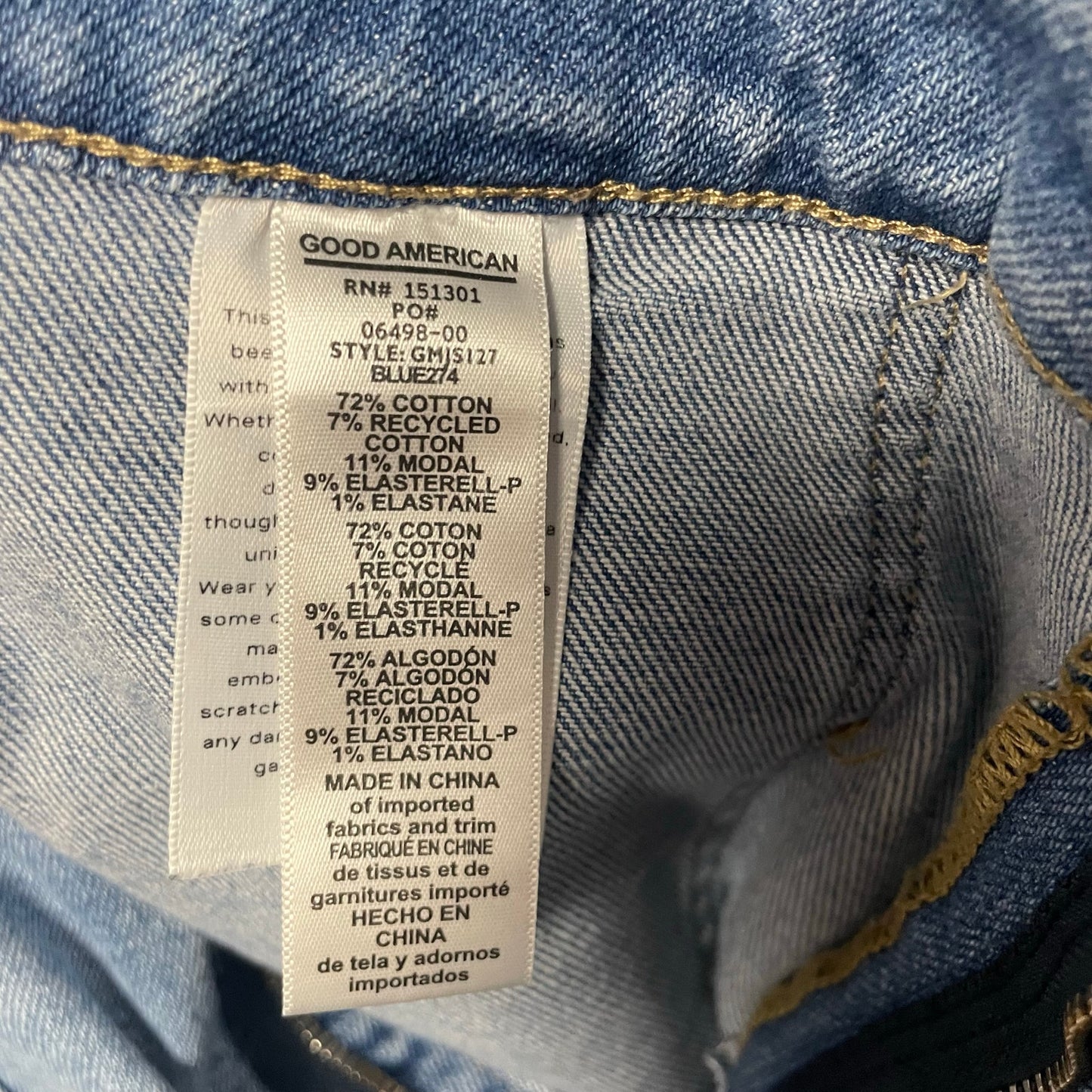 Good American Fit For Success Denim Jumpsuit Light Wash Womens 3 / US Large