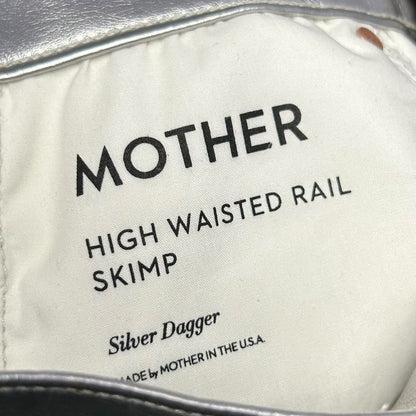 NWT Mother Silver Dagger High Waisted Rail Skimp Faux Leather Pants Womens 25