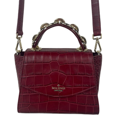 Kate Spade Murray St. Luxe Kim Satchel Crossbody Handbag Dark Red Leather