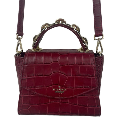 Kate Spade Murray St. Luxe Kim Satchel Crossbody Handbag Dark Red Leather