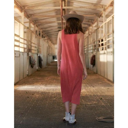 NWT The Great in Cardi Pink Sleeveless The Snap Tank Maxi Dress Womens Small