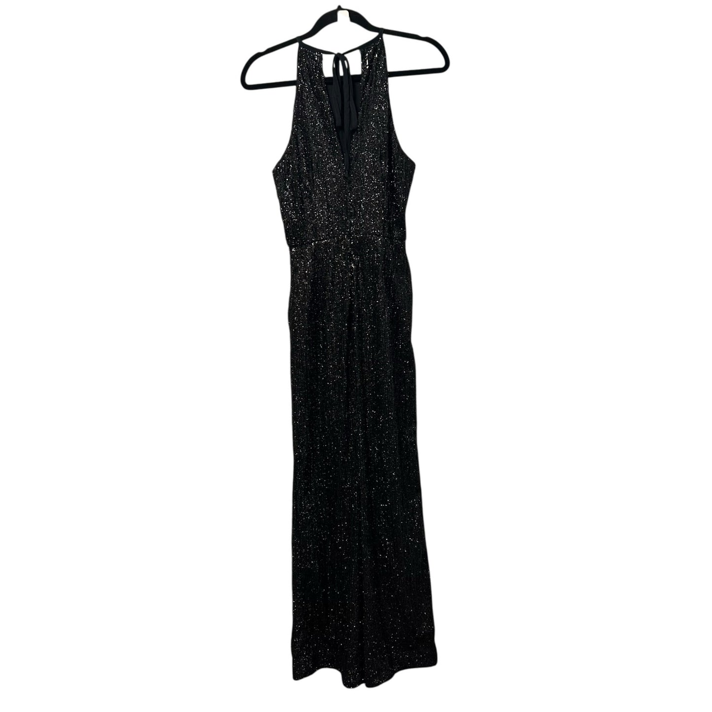 NWT Maeve by Anthropologie Black Sequin Disco Sleeveless Jumpsuit Womens 4