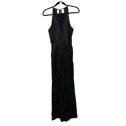 NWT Maeve by Anthropologie Black Sequin Disco Sleeveless Jumpsuit Womens 4