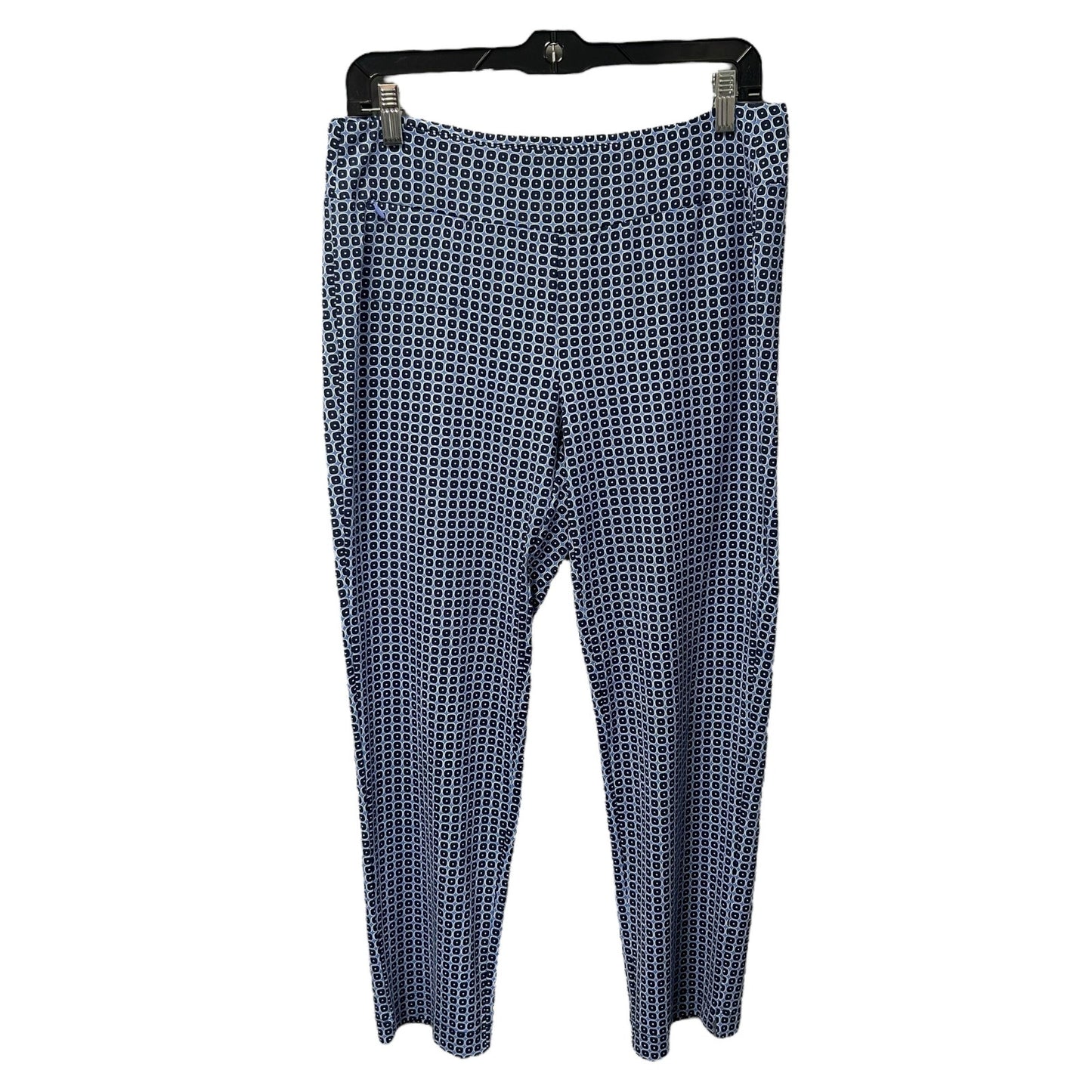 J. McLaughlin Navy Blue Geometric Print Nylon Blend Pull On Pants Womens Medium
