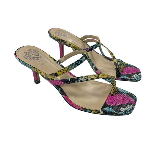 Vince Camuto Soraja Multicolor Square Toe Snakeskin Heeled Strappy Sandal Size 9