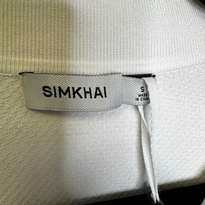NWT Simkhai Ivory Short Sleeve Margaret Knit Cropped Polo Top Womens Small