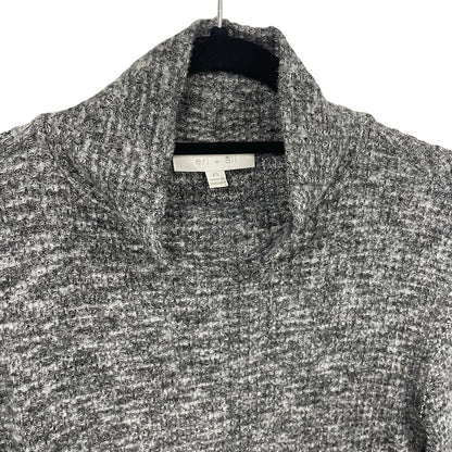 Anthropologie Eri + Ali Waffle Knit Mock Neck Heathered Gray Long Sleeve Top XS