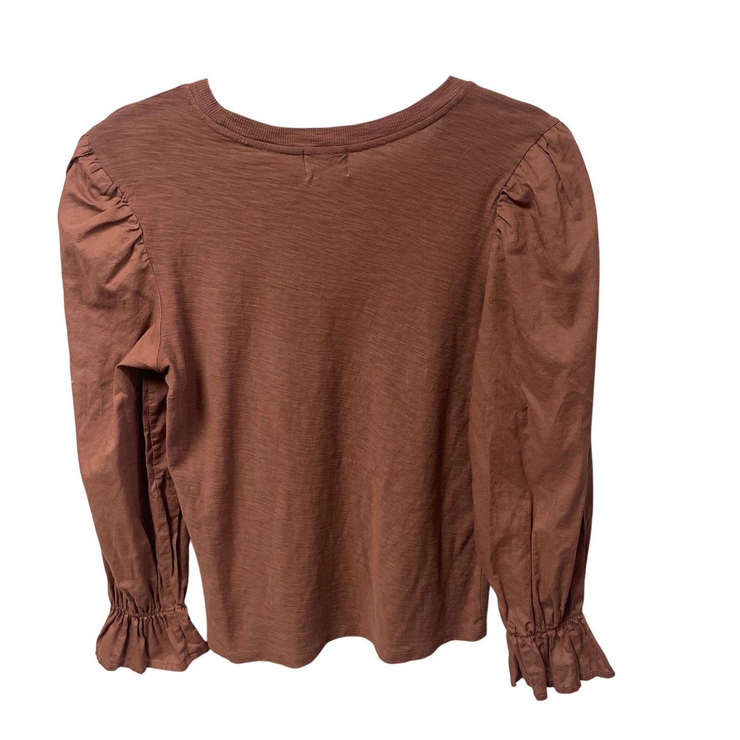 Nation Ltd Carly Volume Sleeve Pima Cotton Top Mauve Brown Womens Medium