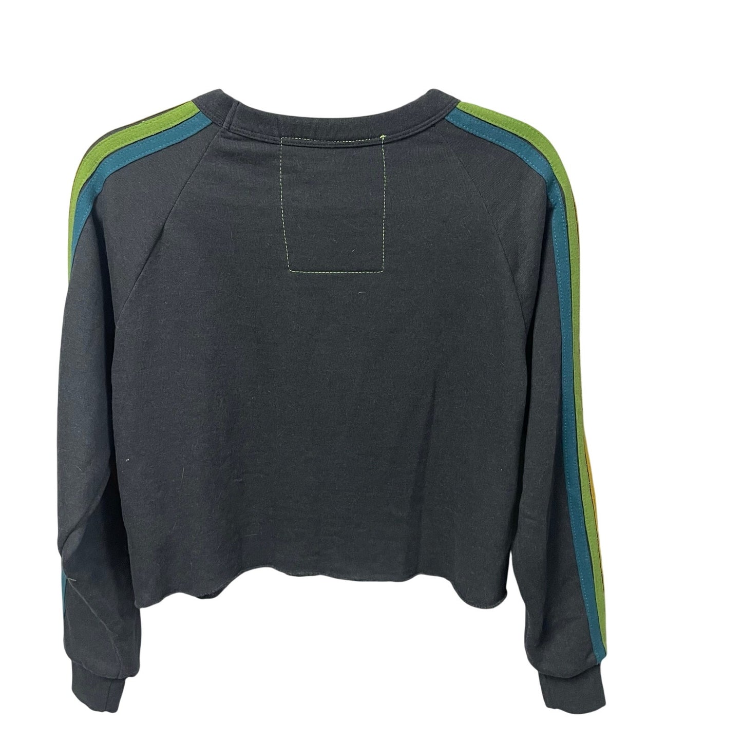 Aviator Nation Bolt Crop Sweatshirt Rainbow Multicolor Striped Sleeves Small
