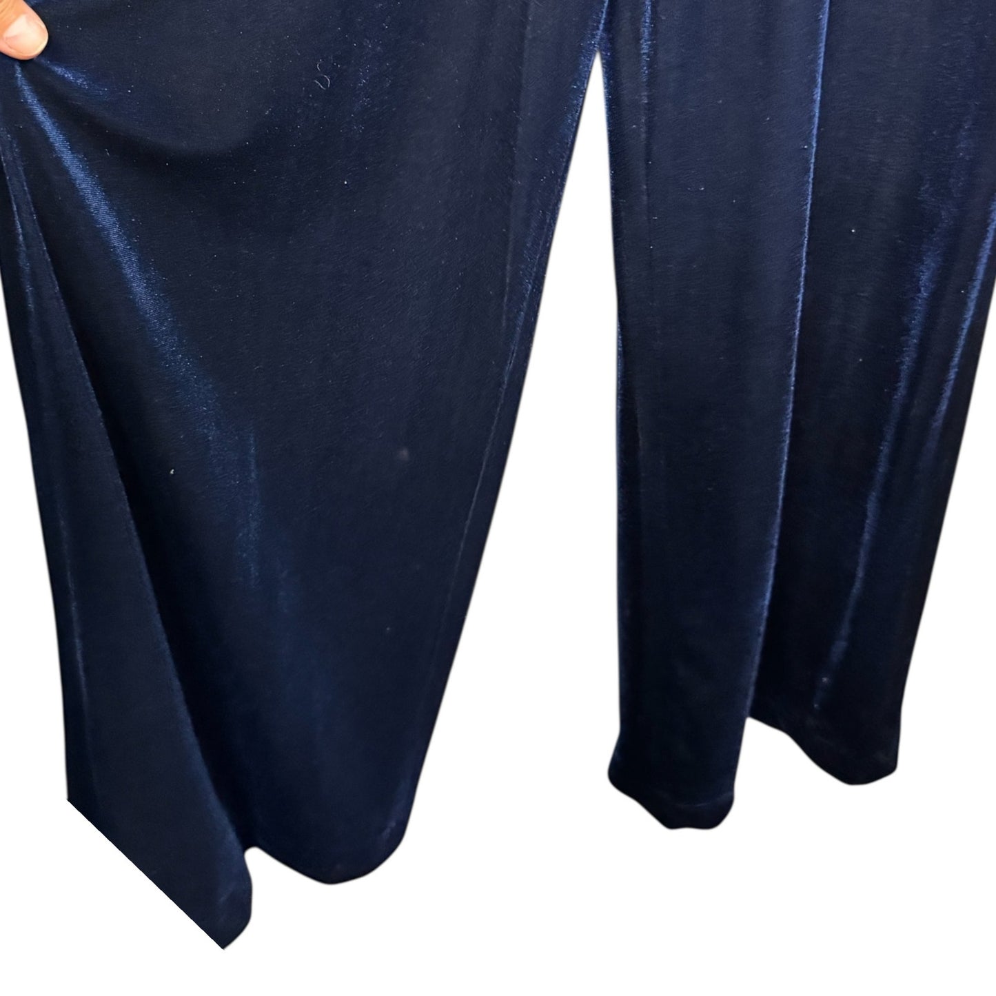 NWT Black Halo Deep Navy Velvet Sleeveless Mock Neck Corrine Jumpsuit Womens 2