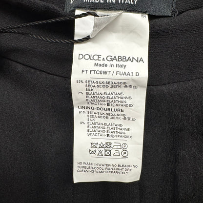 NWT Dolce & Gabbana Black High Rise Silk Chiffon Wide Leg Pants Womens 0