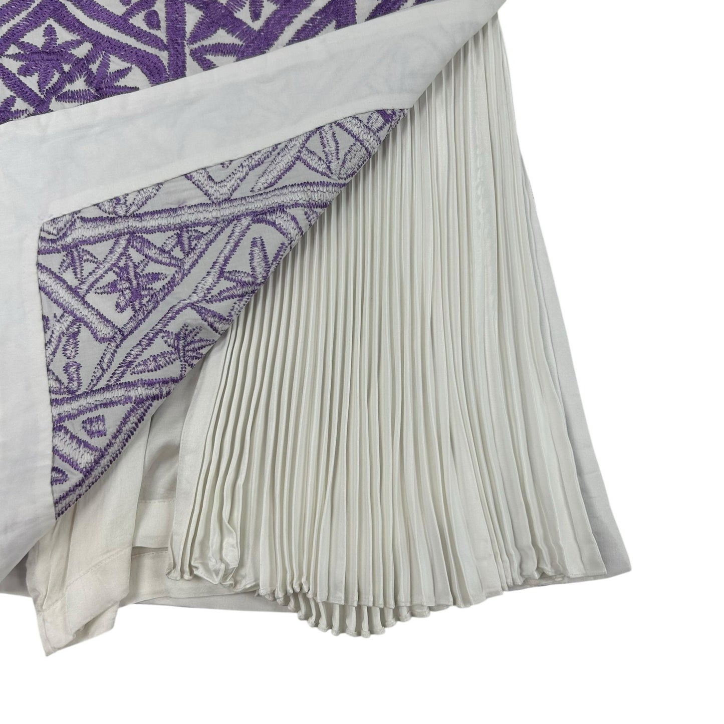 AMUR Purple & White Embroidered Brisa Pleated High Rise Mini Skort Womens 10