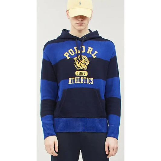 Polo Ralph Lauren Athletic Varsity Tiger Hooded Sweater Blue Navy Mens Large