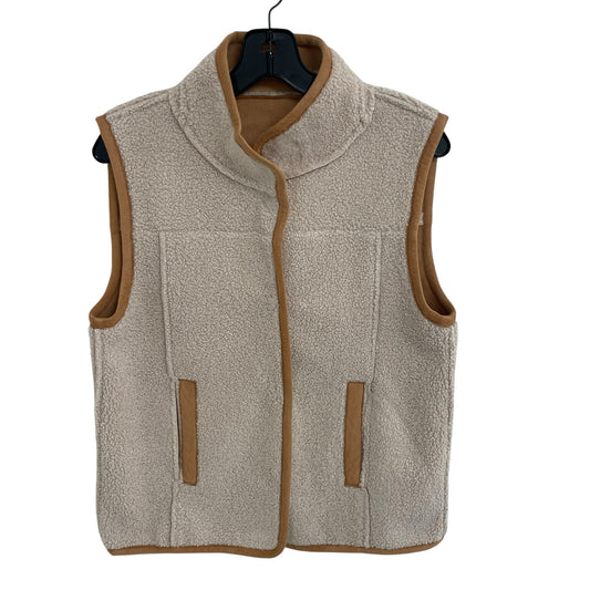 NWT Draper James Reversible Faux Suede Sherpa Vest Cream Tan Womens Small