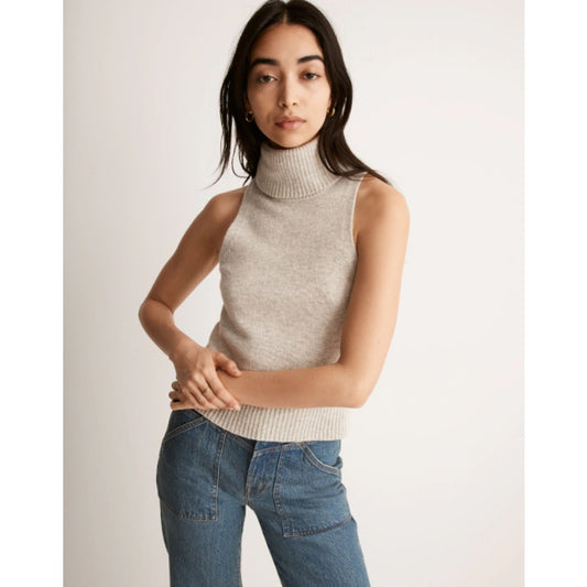 Madewell Heather Cloud Hallowell Turtleneck Wool Blend Sweater Tank Womens XS