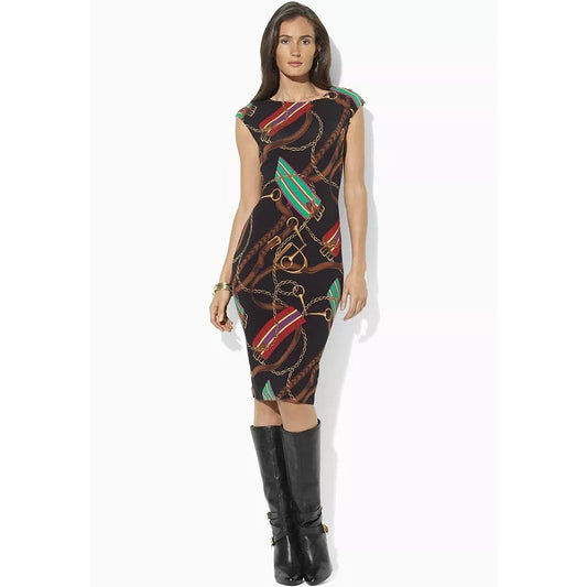 Lauren Ralph Lauren Cap Sleeve Button Shoulder Cotton Shift Dress Size Medium
