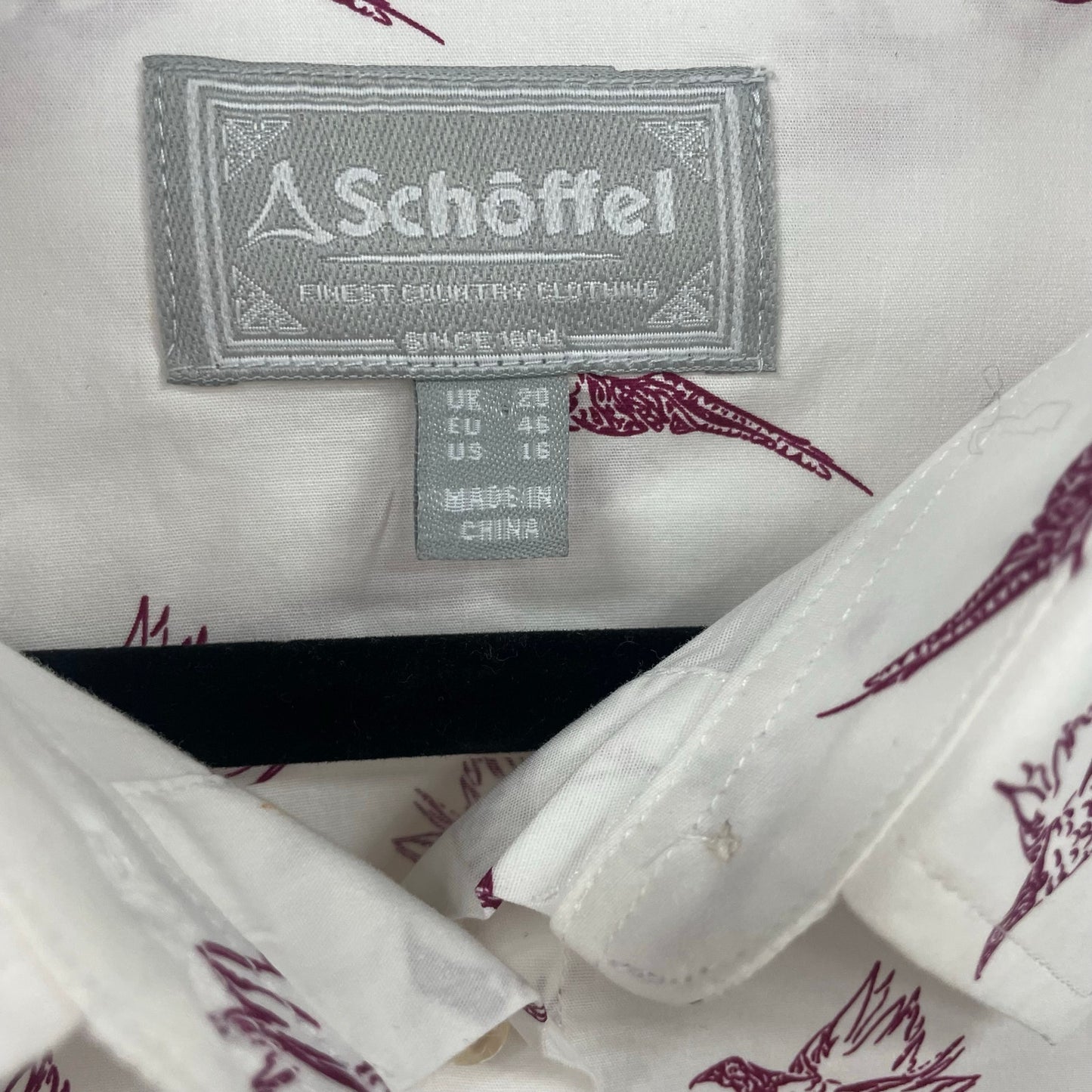 Schoffel Long Sleeve Button Up Norfolk Shirt in Fig Pheasant Womens 16 AS IS