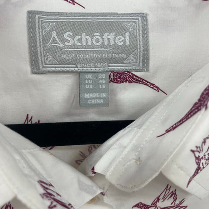 Schoffel Long Sleeve Button Up Norfolk Shirt in Fig Pheasant Womens 16 AS IS