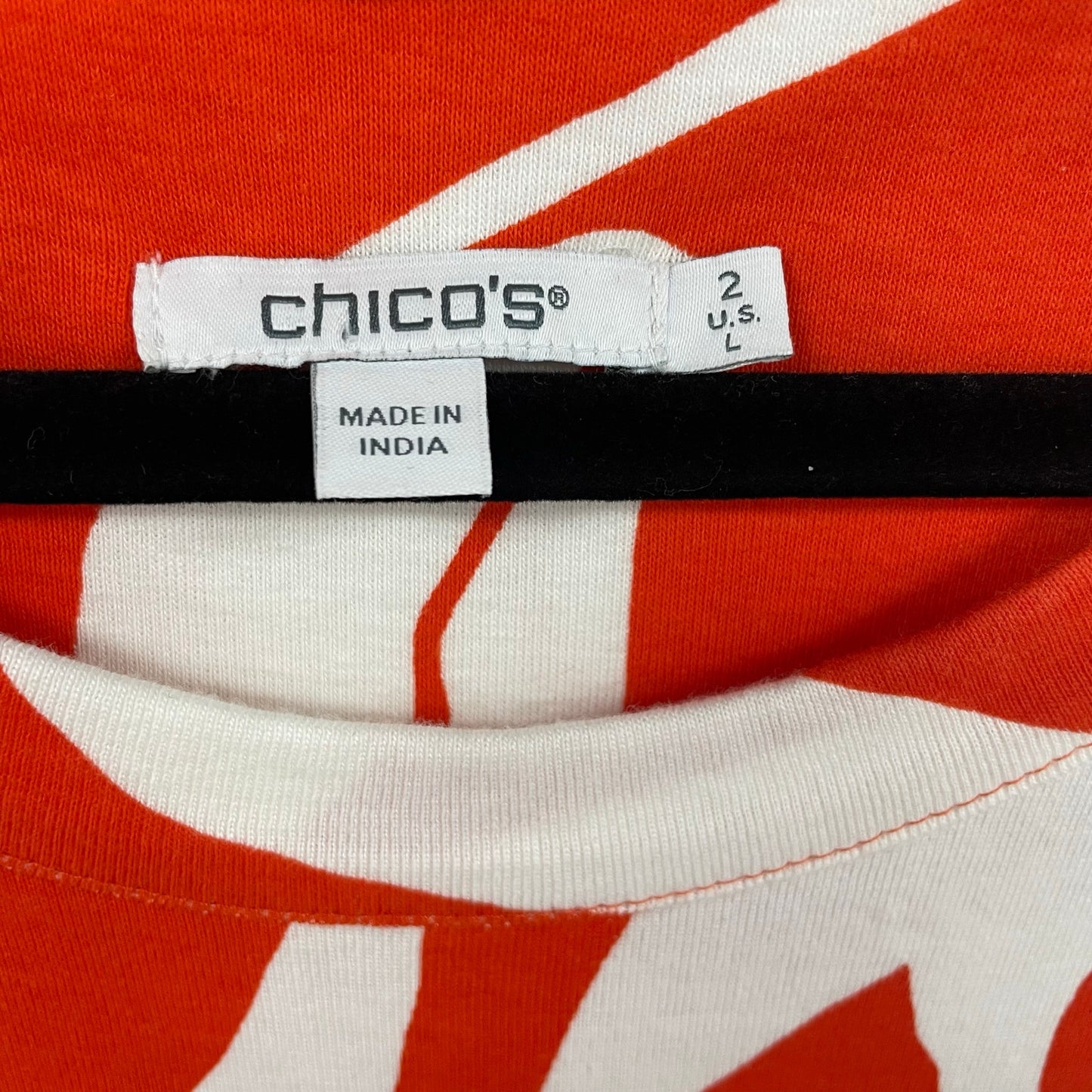 Chico’s Orange White Abstract Button Detail Tunic Tank Top Womens Large