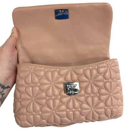 Kate Spade Flapper Pink Leather Bloom Quilted Small Flap Chain Shoulder Bag