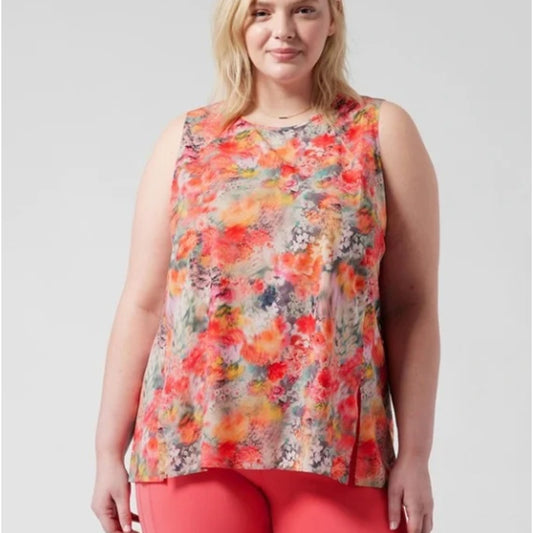 NWT Athleta Bloom Spring Pink Floral Print Refined Zephyr Tank Top Womens Large