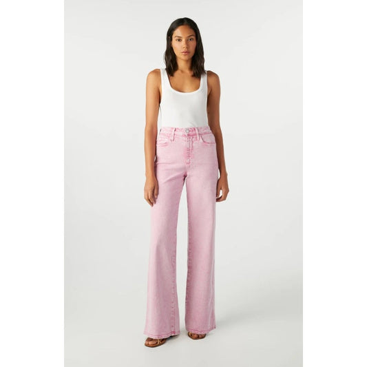 NWT Amo Peony Pink Frida High Rise Wide Leg Long Inseam Jeans Womens 24
