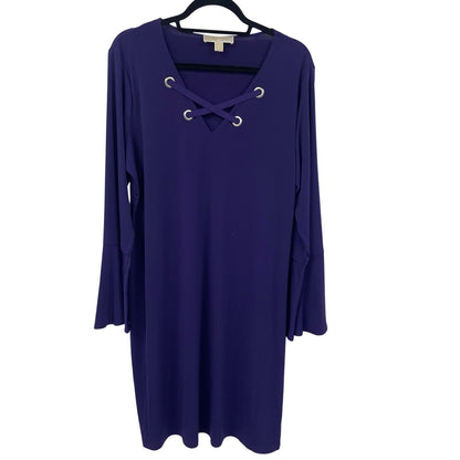 Michael Michael Kors Spandex Blend Flare Sleeve Dark Purple Dress Womens 1X