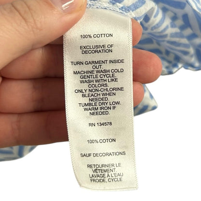 Vineyard Vines Blue White Chevron Geo Print Pintucked Sleeveless Top Womens XL