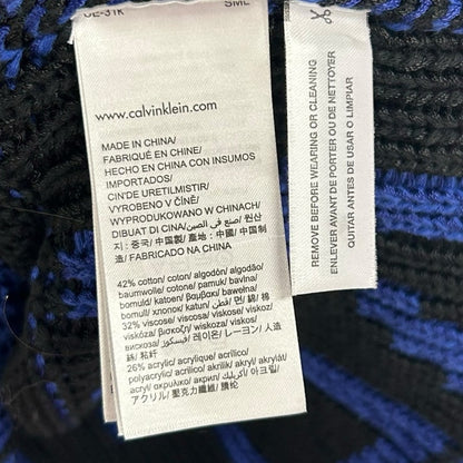 Calvin Klein Jeans Y2K Black Blue Heavyweight Crewneck Sweater Womens Large