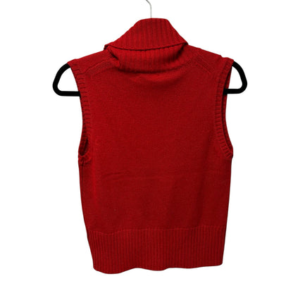 NWT Veronica Beard Crimson Red Mazzy Cashmere Turtleneck Shell Womens Size Small