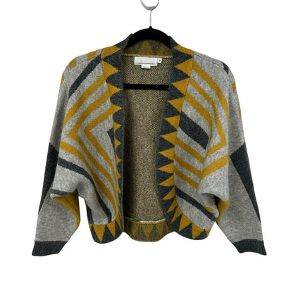 by Anthropologie Yellow Gray Geo Print Pacey Cropped Cardigan Womens One Size