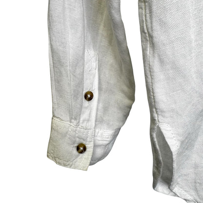 Pilcro White Long Cuff Sleeve Ruffle Button Down Linen Top Womens Medium