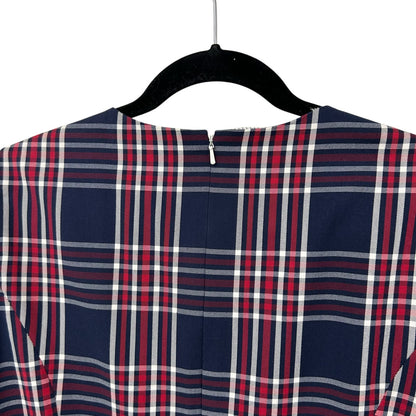 Brooks Brothers Red Fleece Navy Red White Plaid Short Sleeve Dress Womens US 8