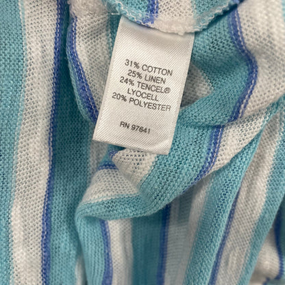 J. Jill Linen Blend Blue White Striped Short Sleeve T Shirt Womens Size XS