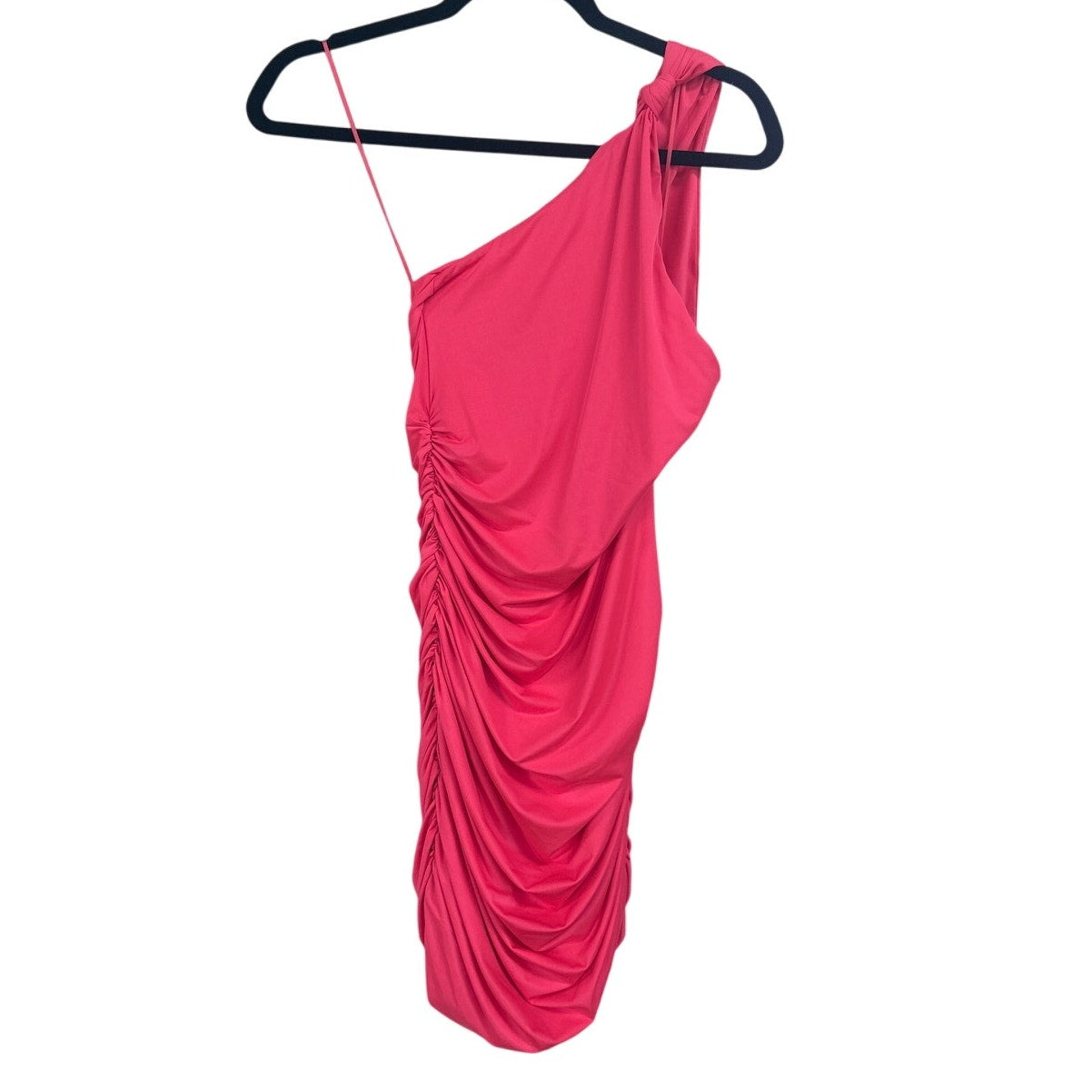 NWT $350 Milly Pink One Shoulder Back Zip Bec Jersey Mini Dress Womens Size 4