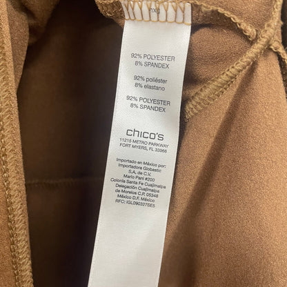 NWT Chico’s Draped Faux Suede Top Short Sleeve Gingerbread Brown Womens Size 4