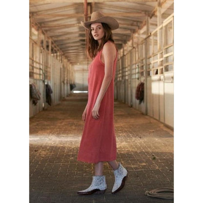 NWT The Great in Cardi Pink Sleeveless The Snap Tank Maxi Dress Womens Small