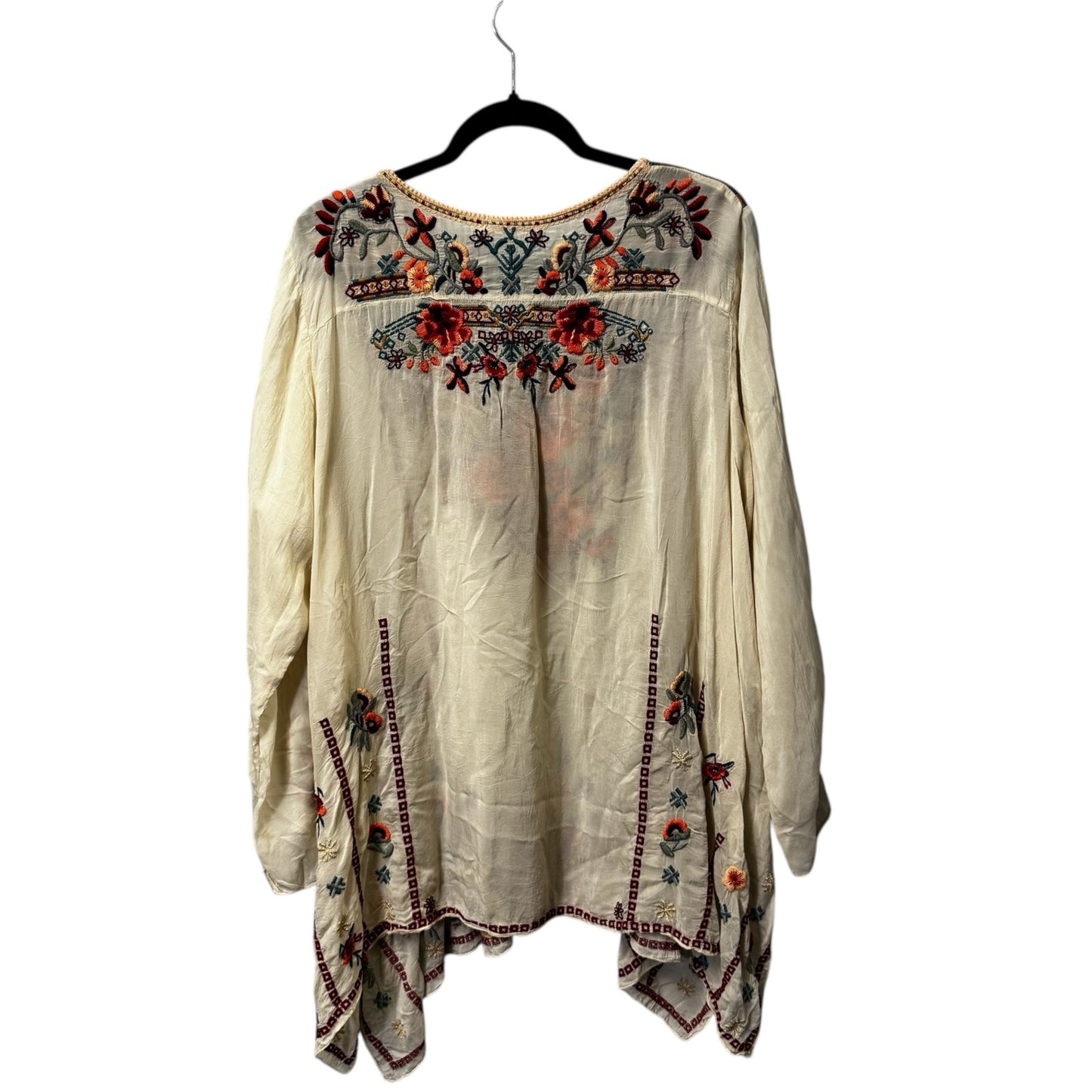 NWT Johnny Was Embroidered Floral Long Sleeve V Neck Dulci Tunic Womens 1X