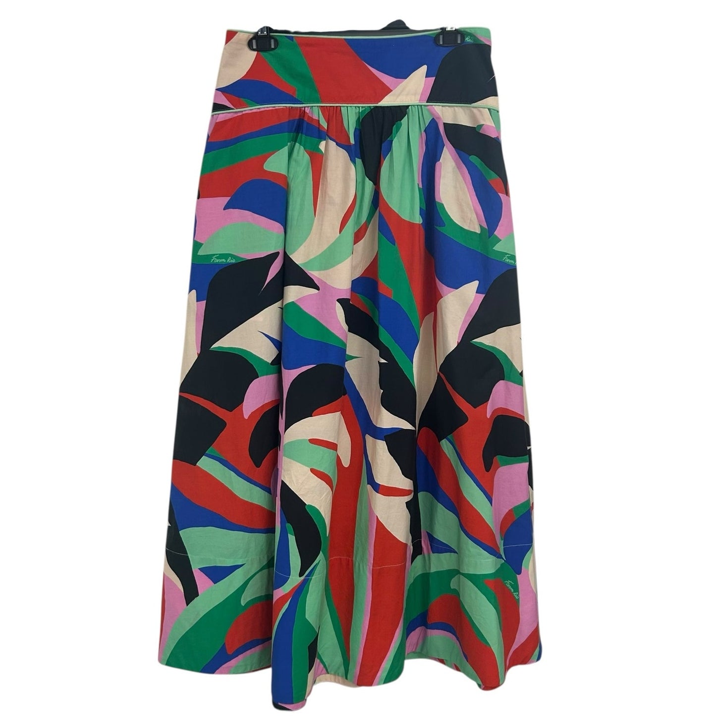 Farm Rio Colorful Monstera Side Zip Cotton Maxi Skirt Womens Medium