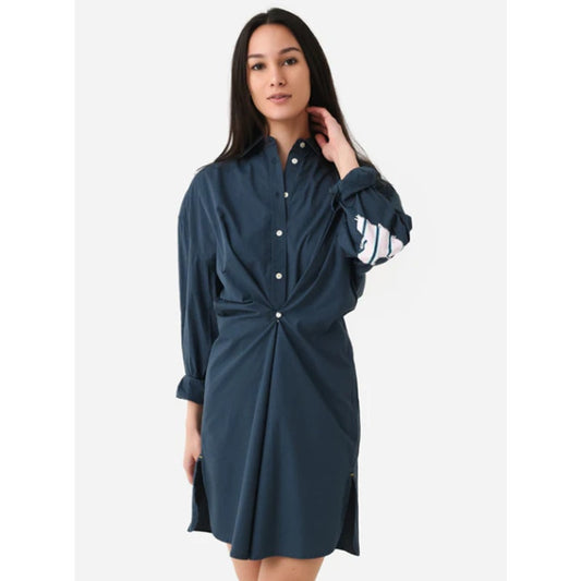 Kerri Rosenthal Midnight Blue Heart Elbow Patch Lilli Mini Shirt Dress Womens XL