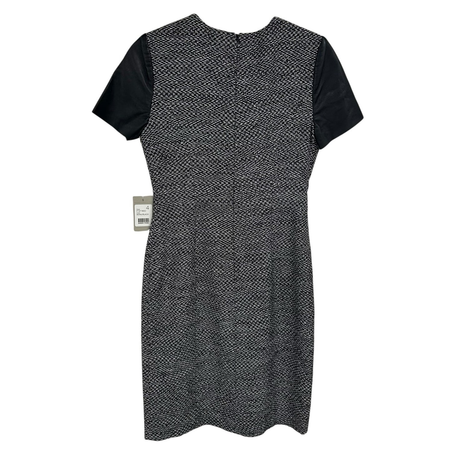 NWT Jason Wu Bone White Black Tweed Lambskin Leather Short Sleeve Dress Womens 4